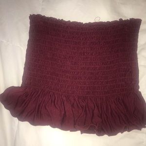 Shirred ruffle tube top
